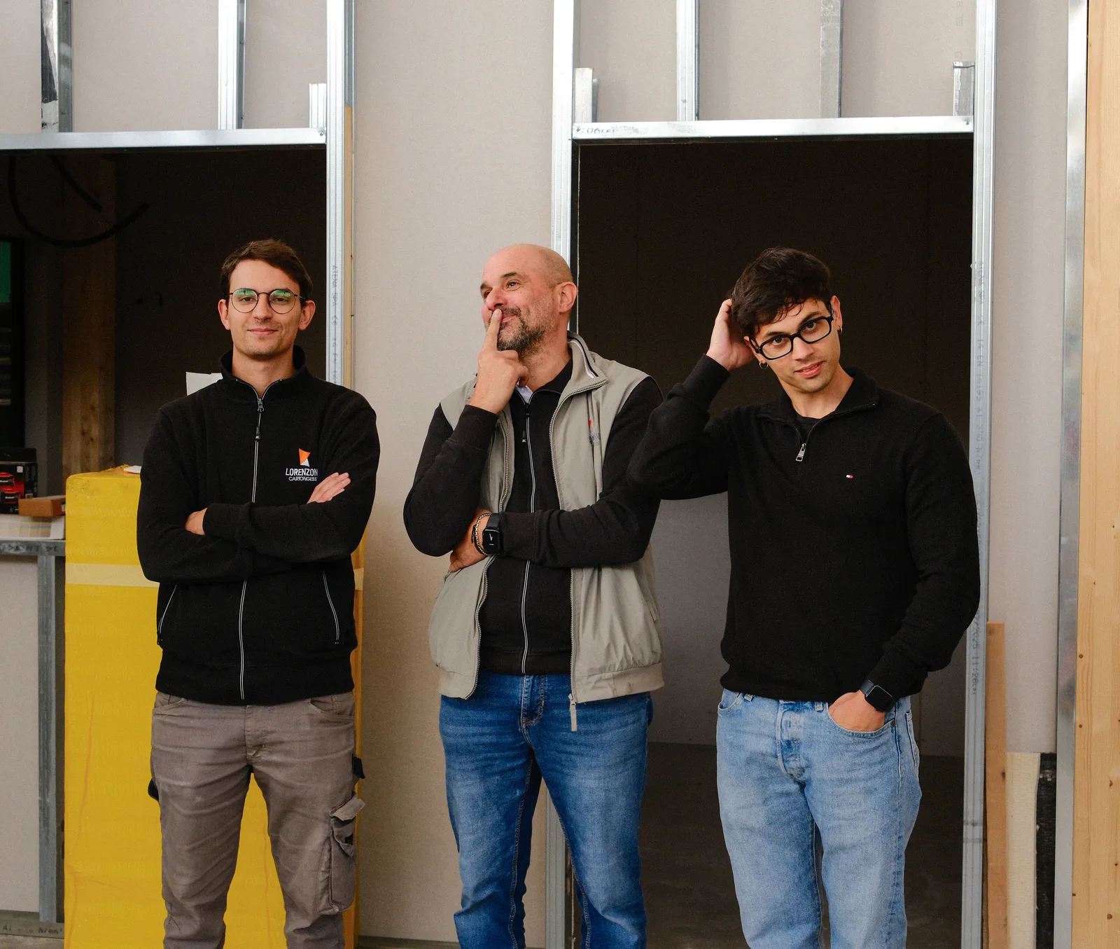 Nicolas, Alessandro y Elia Lorenzoni, administradores de Lorenzoni Cartongessi Srl